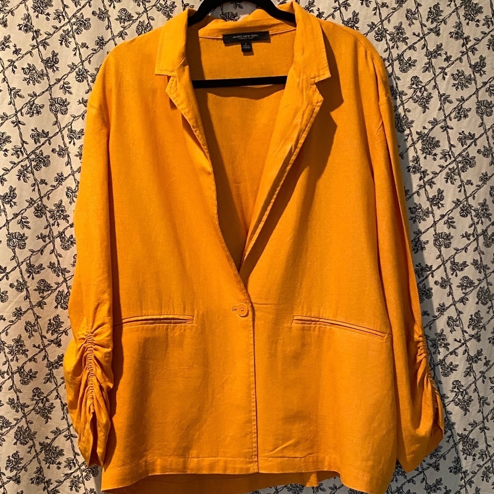 Vibrant Orange Single Button-Up Blazer